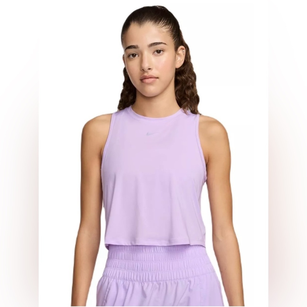 🆕 Nike One Dri-Fit Tank Top, Crop, Lilac Size XL - Picture 1 of 12